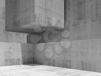 Abstract empty gray concrete interior with geometric shapes, contemporary architecture background, 3d render illustration
