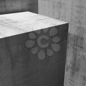 Abstract empty concrete interior with geometric shapes, contemporary architecture background, 3d render illustration