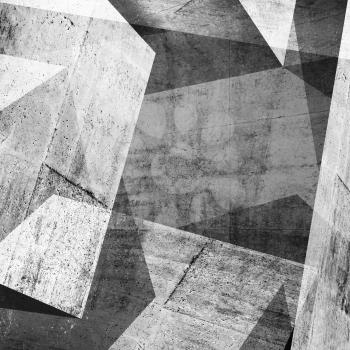 Abstract concrete background, intersected walls, illustration with double exposure effect, 3d render 