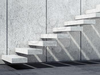 Abstract empty white interior background with concrete stairs. 3d render