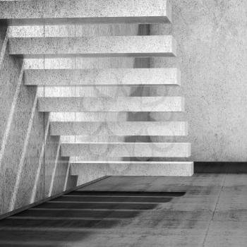 Abstract white interior background with empty concrete stairs. 3d render illustration