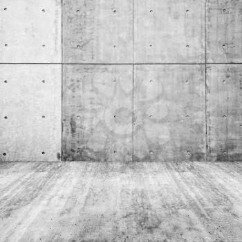 Abstract white interior, empty room with concrete wall and floor