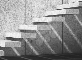 Abstract empty interior background with concrete stairs on wall. 3d illustration