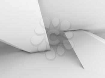 Abstract white empty room interior, inclined columns and soft shadows, 3d illustration
