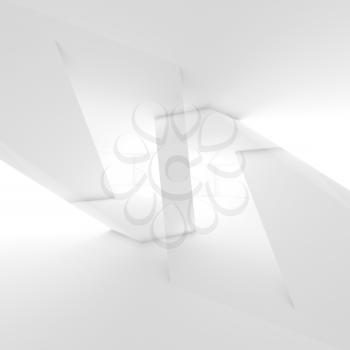 Abstract digital background, white intersected geometric structures, 3d illustration, double exposure effect