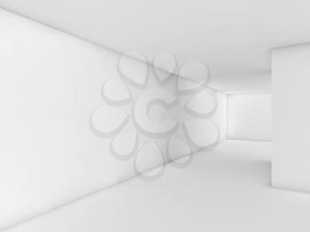 Abstract white empty corridor interior, contemporary open space design. 3d render illustration