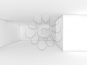 Abstract white empty interior, open space design template. 3d render illustration