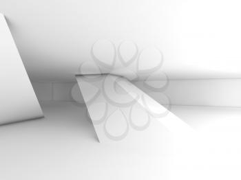 Abstract white empty contemporary interior, inclined columns and soft shadows, 3d render