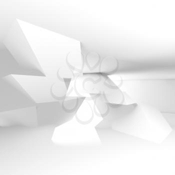 Abstract digital background, white intersected polygonal structures, 3d illustration, double exposure effect