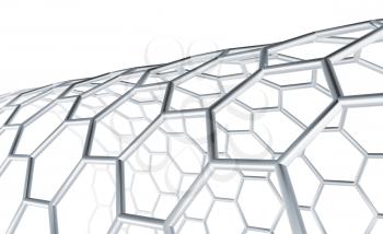 Hexagonal molecular structure, lattice isolated on white, 3d render