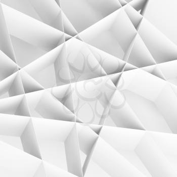 White paper stripes structure geometric ornament. Abstract square digital background, 3d render illustration