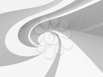 White spiral architectural background pattern. Abstract digital illustration, 3d render