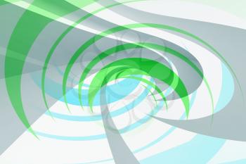 Green and blue spiral background pattern. Abstract digital illustration, 3d render