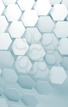 Abstract vertical background with hexagon pattern installation, 3d render illustration