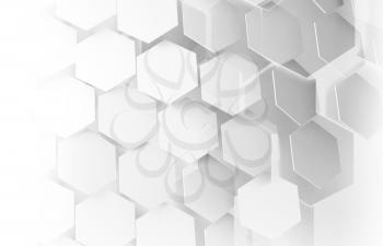 Abstract digital background, white hexagonal pattern, 3d render illustration