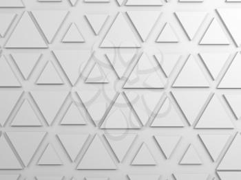 Abstract white wall background with triangles pattern, 3d render illustration
