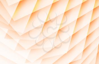 Parametric structure of orange yellow sheets. Abstract digital graphic background with double exposure effect. 3d render illustration