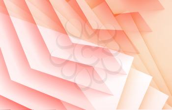Parametric structure of orange red sheets. Abstract digital graphic background with double exposure effect. 3d render illustration