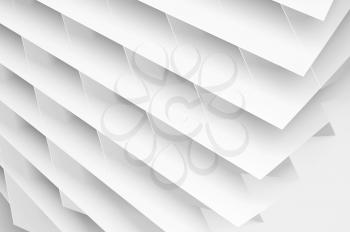 Parametric structure of white sheets. Abstract digital graphic background with double exposure effect. 3d render illustration