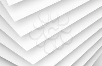 Abstract white digital graphic background, geometric installation of thin paper sheets. 3d illustration