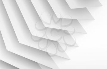 Abstract white graphical background, geometric installation of thin paper sheets. 3d render illustration
