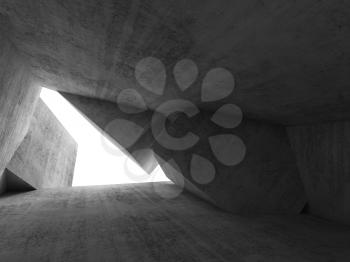 Abstract empty dark concrete room interior, minimal architectural background. 3d render illustration