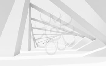Abstract white twisted tunnel background perspective. 3d render illustration