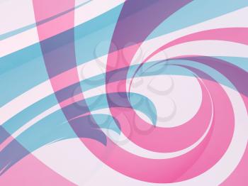 Blue pink spirals, background pattern. Abstract digital illustration, 3d render