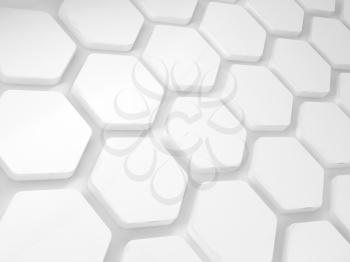 Abstract white honeycomb installation pattern, 3d render illustration