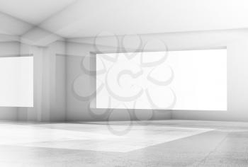 Abstract white digital background with shining intersected structures, 3d render illustration, double exposure effect
