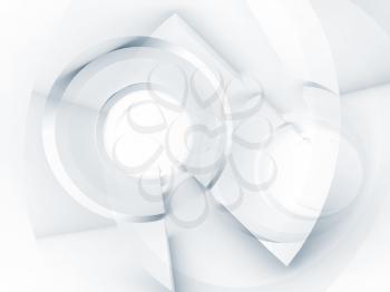 Abstract white digital background, double exposure tunnels 3d illustration