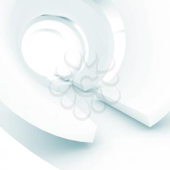 Abstract white tunnel, square soft blue toned digital background, 3d render illustration