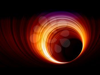 Tunnel with glowing rings pattern, abstract digital graphic background, 3d render illustration
