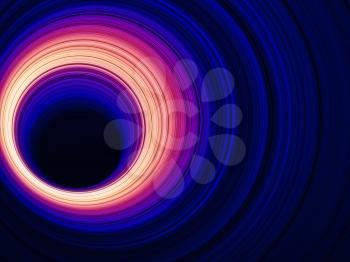 Tunnel with glowing rings, abstract digital graphic background, 3d render illustration