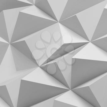 White digital polygonal pattern. Abstract low-poly cg background texture, square 3d render illustration