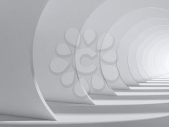 Abstract white tunnel interior with perspective effect. 3d render illustration