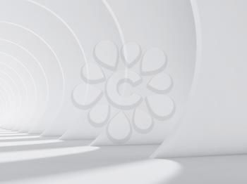 Abstract white interior with round walls, modern architecture background wallpaper. 3d render illustration