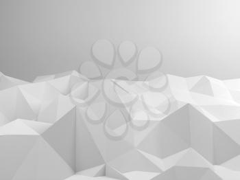 Abstract white interior with polygonal landscape pattern, 3d illustration