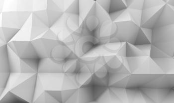 Abstract white digital polygonal surface background texture, 3d render illustration