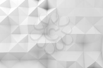 Abstract low polygonal pattern, white mosaic wall background texture, 3d render illustration