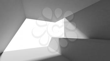 Abstract interior background, white room with blank window, minimal architecture style, 3d render