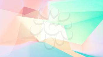 Abstract colorful low-poly digital background, 3d illustration with double exposure effect