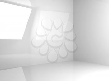 Abstract white interior background, an empty room with shiny walls, 3d illustration