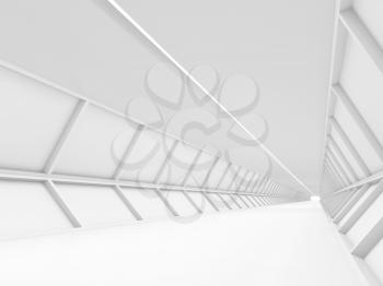 Abstract empty white corridor, high-tech interior background, 3d illustration