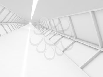 Abstract empty corridor, white high-tech interior background, 3d illustration
