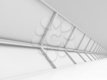 Abstract empty white corridor wall, high-tech interior background, 3d illustration
