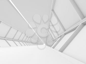 Abstract empty corridor, white high-tech interior background, 3d render illustration