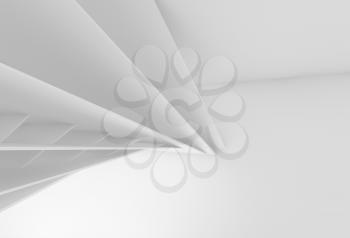 Abstract white digital background with geometric installation. 3d illustration