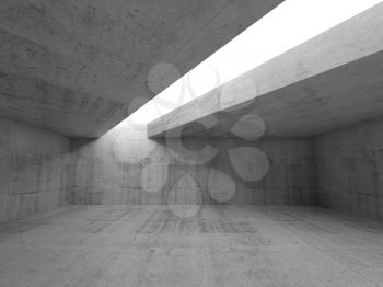 Abstract minimalism architecture background, empty concrete room interior with white ceiling opening. 3d illustration
