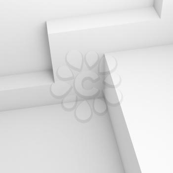 Square white empty interior fragment with corners structure. 3d render illustration